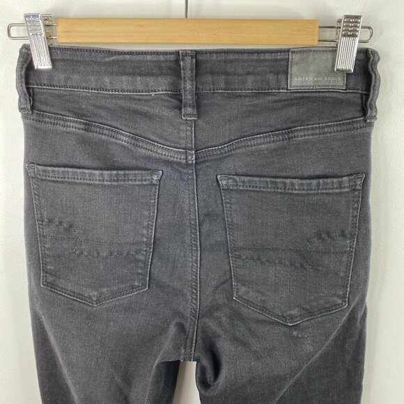 American Eagle Jeans Super Hi Rise Jegging Black Denim Womens Size 4 Short - Picture 5 of 7